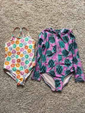 Hanna Anderson & Tea Collection Rash Guard Swim Bundle Girls Sz 8